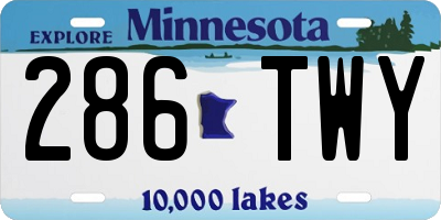MN license plate 286TWY
