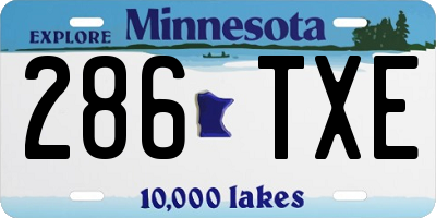 MN license plate 286TXE