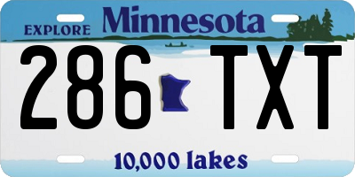 MN license plate 286TXT