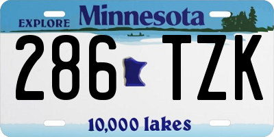 MN license plate 286TZK