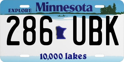 MN license plate 286UBK