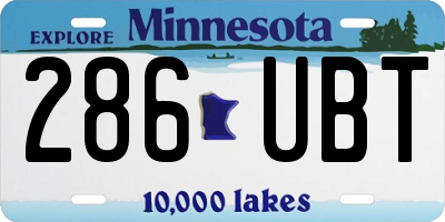 MN license plate 286UBT