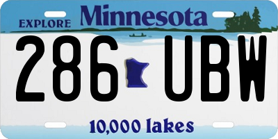 MN license plate 286UBW