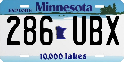 MN license plate 286UBX