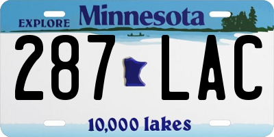 MN license plate 287LAC