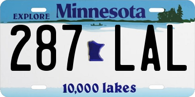 MN license plate 287LAL