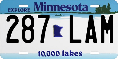 MN license plate 287LAM