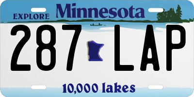 MN license plate 287LAP