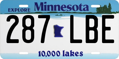 MN license plate 287LBE