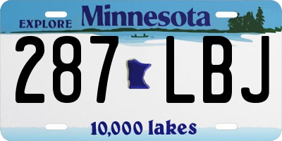 MN license plate 287LBJ