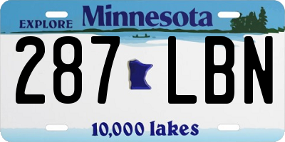 MN license plate 287LBN