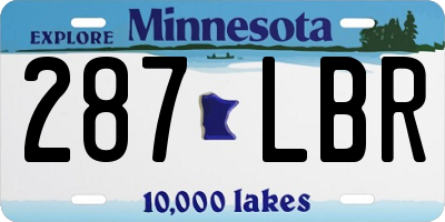 MN license plate 287LBR