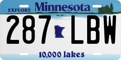 MN license plate 287LBW