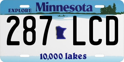 MN license plate 287LCD