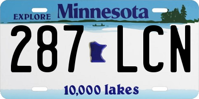 MN license plate 287LCN