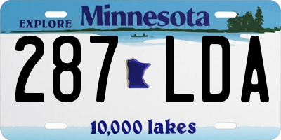 MN license plate 287LDA