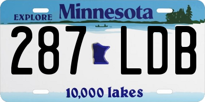 MN license plate 287LDB