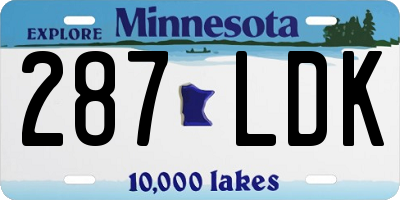 MN license plate 287LDK