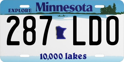 MN license plate 287LDO