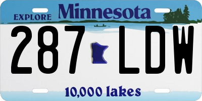 MN license plate 287LDW