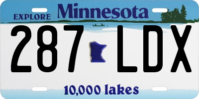 MN license plate 287LDX