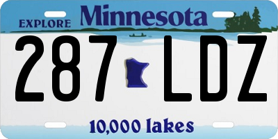 MN license plate 287LDZ