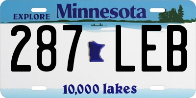 MN license plate 287LEB
