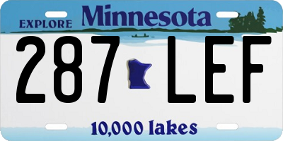 MN license plate 287LEF