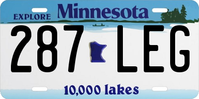 MN license plate 287LEG