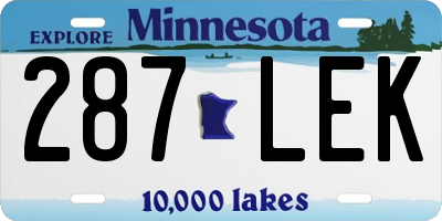 MN license plate 287LEK