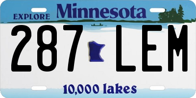 MN license plate 287LEM
