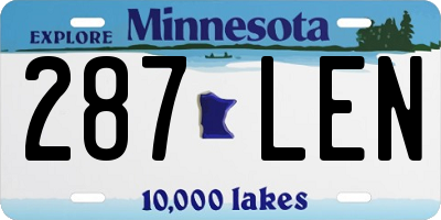 MN license plate 287LEN