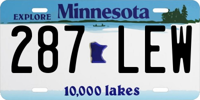MN license plate 287LEW