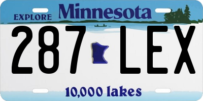 MN license plate 287LEX