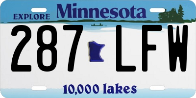 MN license plate 287LFW