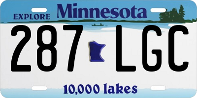 MN license plate 287LGC