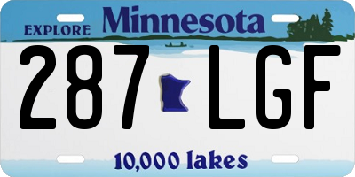 MN license plate 287LGF