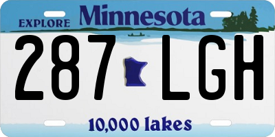 MN license plate 287LGH