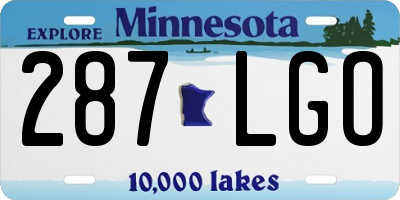 MN license plate 287LGO