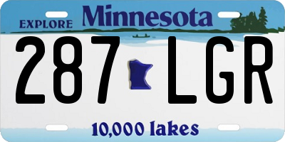 MN license plate 287LGR