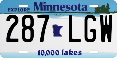 MN license plate 287LGW