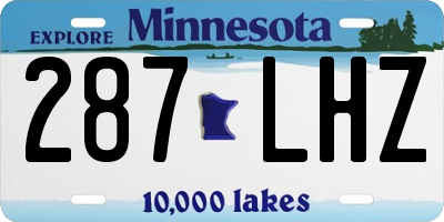 MN license plate 287LHZ