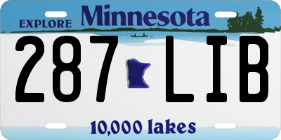 MN license plate 287LIB