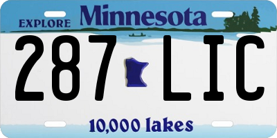 MN license plate 287LIC