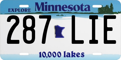 MN license plate 287LIE