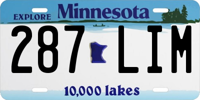 MN license plate 287LIM