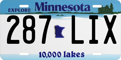 MN license plate 287LIX