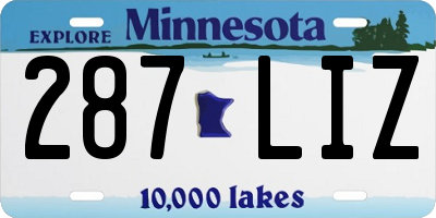 MN license plate 287LIZ