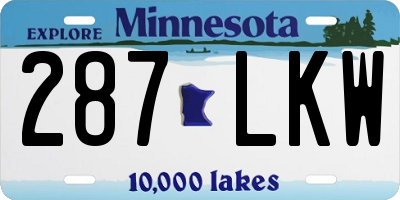MN license plate 287LKW