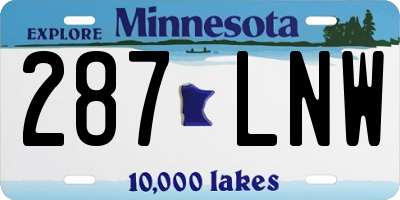MN license plate 287LNW